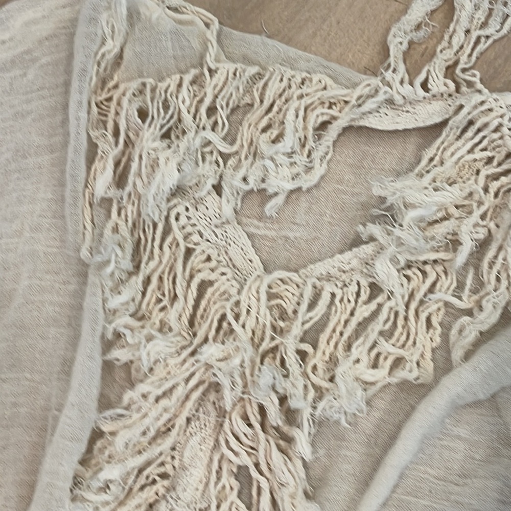 Jen’s Pirate booty fringe gauze coverup top - Picture 3 of 7